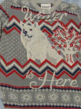 HBO Game of Thrones "Winter is Here" Christmas WOLF Sweater Size MEDIUM Direwolf